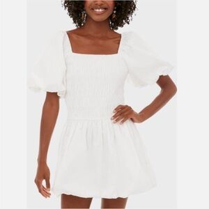 Hyacinth House White Smocked Catarina Puff Mini Dress from Tuckernuck